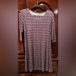 Natural Life Geometric Patterned Gray/Pink/Black/Purple Dress